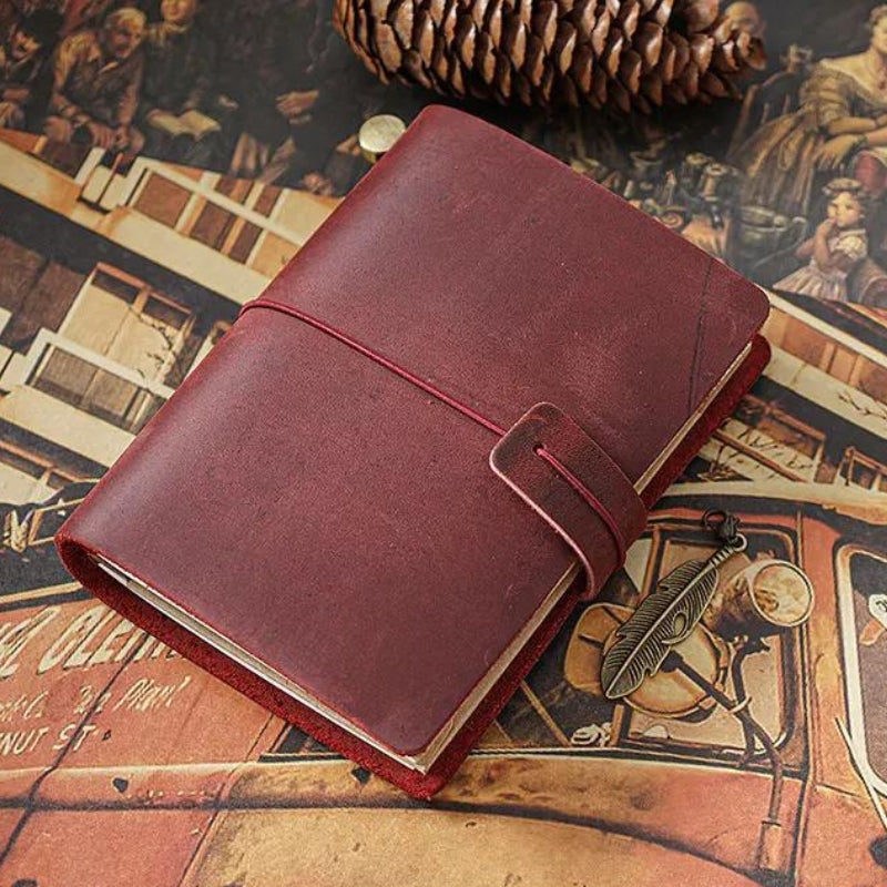 carnet de note en cuir vintage - Noir - Marron Foncé - Marron - Vert - Bleu - Rouge - Violet