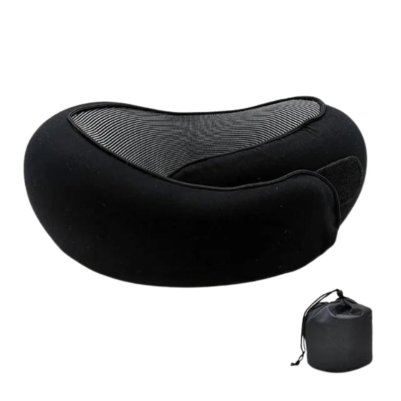 coussin de voyage mémoire de forme - Noir Fermeture Velcro 