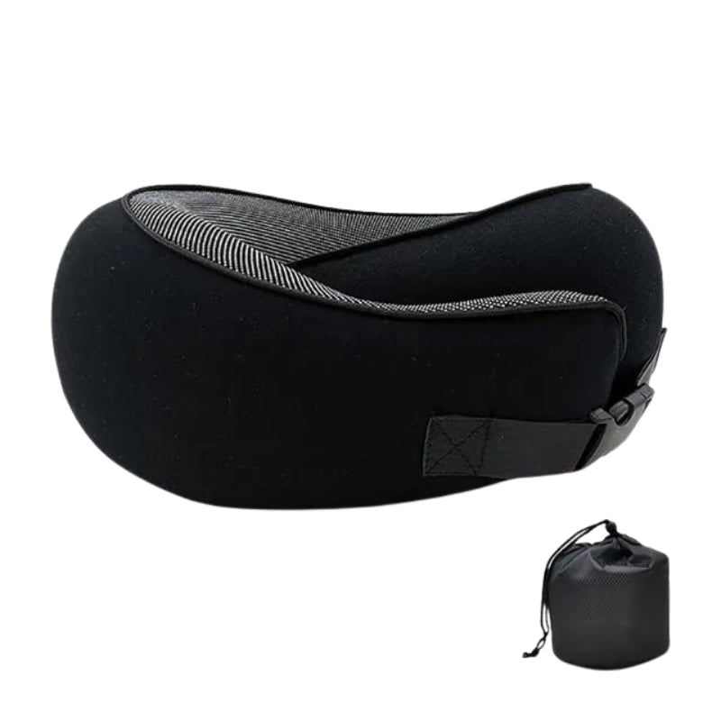 coussin de voyage avion mémoire de forme - Noir Fermeture à Boucle