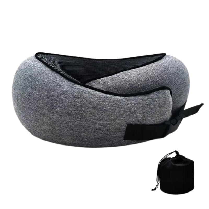 oreiller memoire de forme pour voyage - Gris Fermeture à Boucle