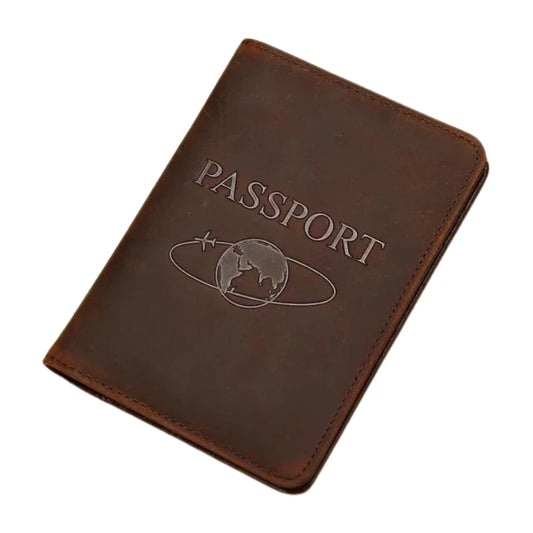étui passeport cuir homme - Marron Texturé