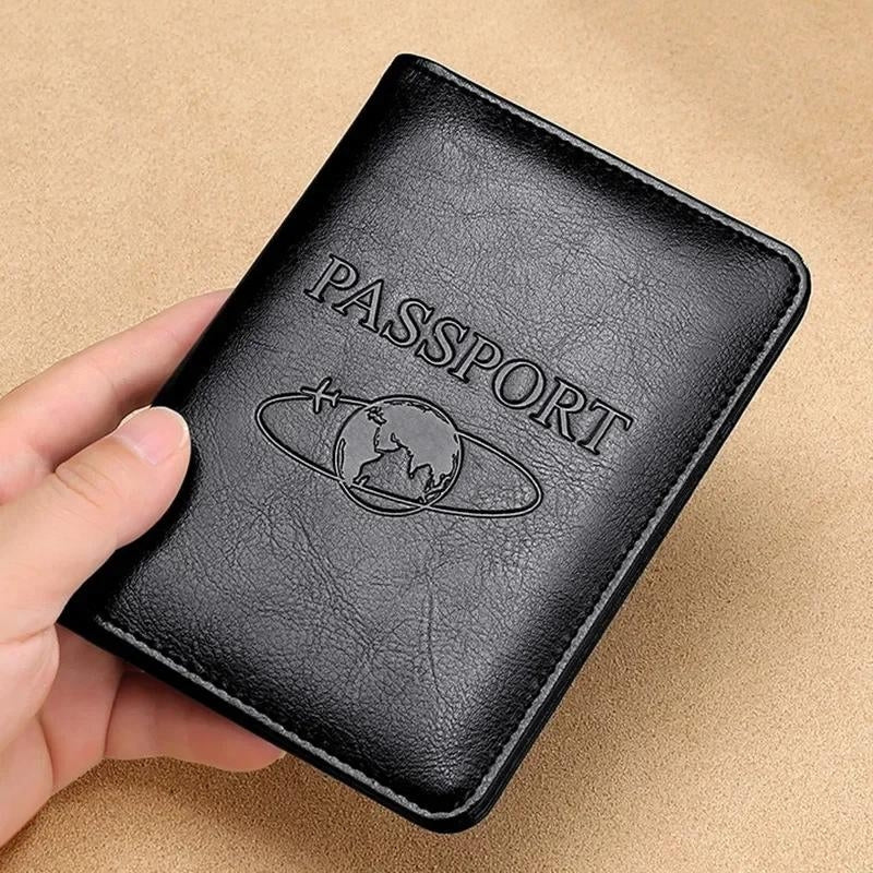 protège passeport cuir homme - Marron Texturé - Marron - Noir - Rouge