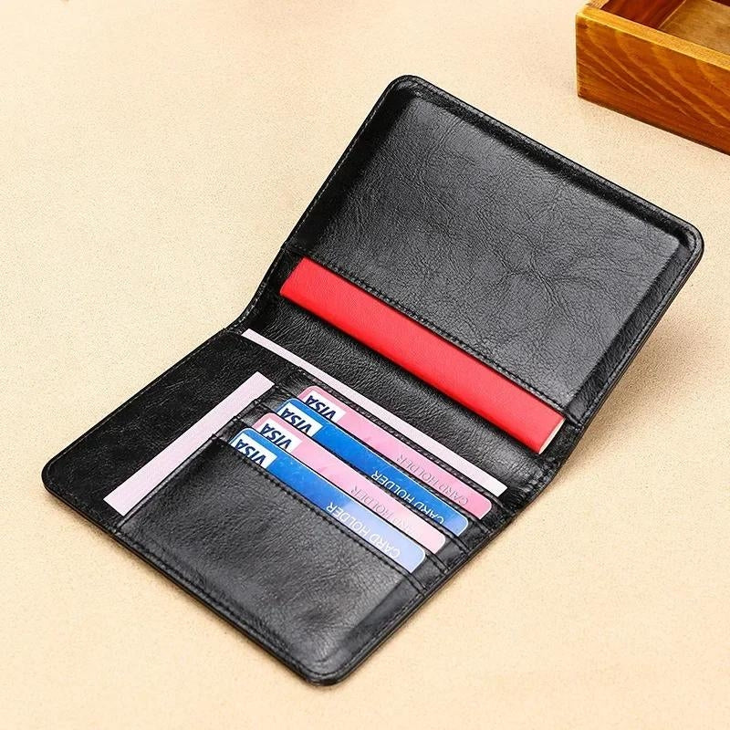 etui passeport homme en cuir - Marron Texturé - Marron - Noir - Rouge