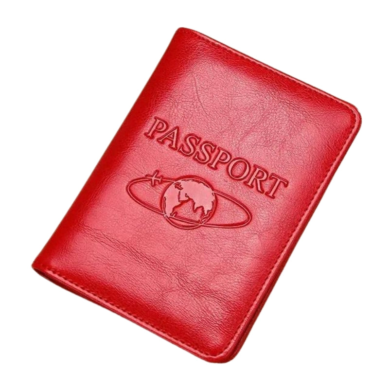 etui cuir passeport - Rouge