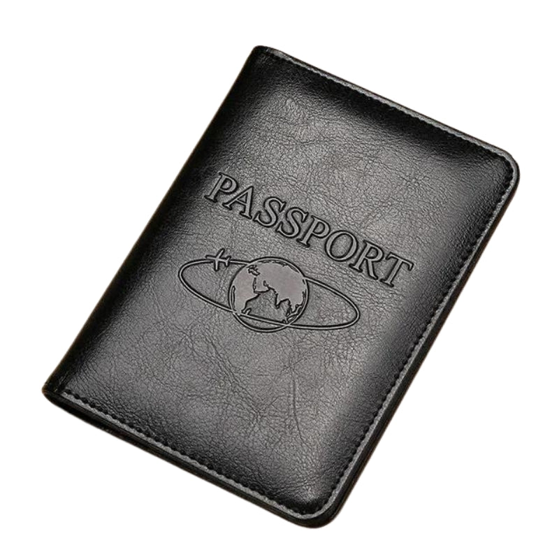 etui passeport cuir - Noir