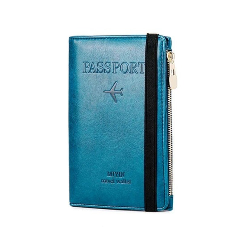 etui a passeport en cuir - Turquoise