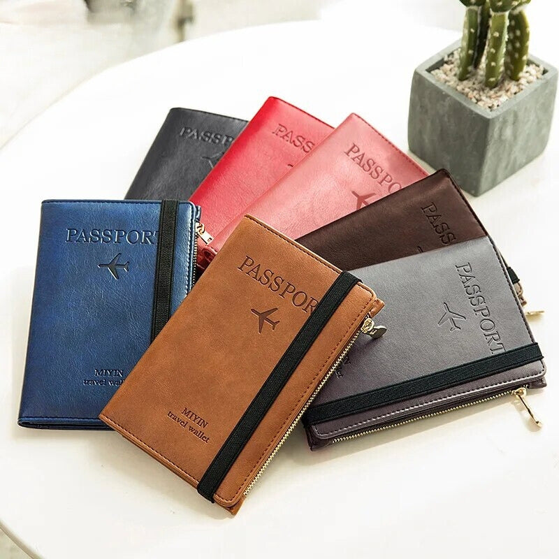 étui passeport cuir femme - Noir - Marron Foncé - Marron Clair - Rose - Rouge - Gris - Bleu Marine - Turquoise