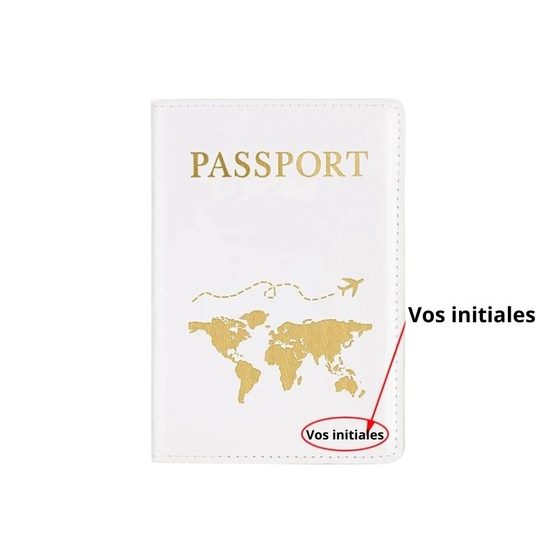 etui passeport a personnaliser - Blanc