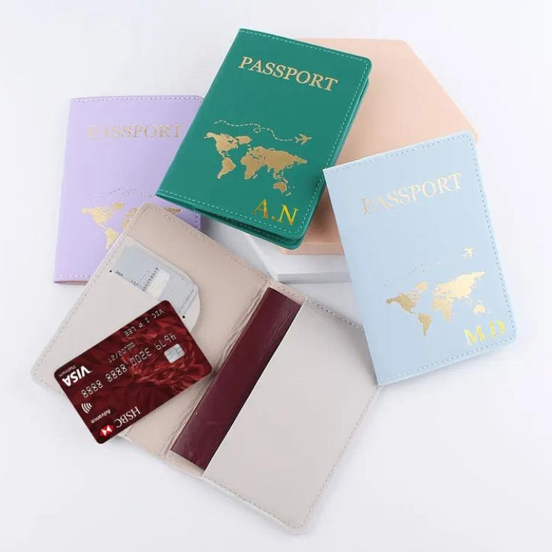 protège passeport personnalisable - Noir - Rose - Blanc - Gris - Bleu - Violet - Marron - Vert