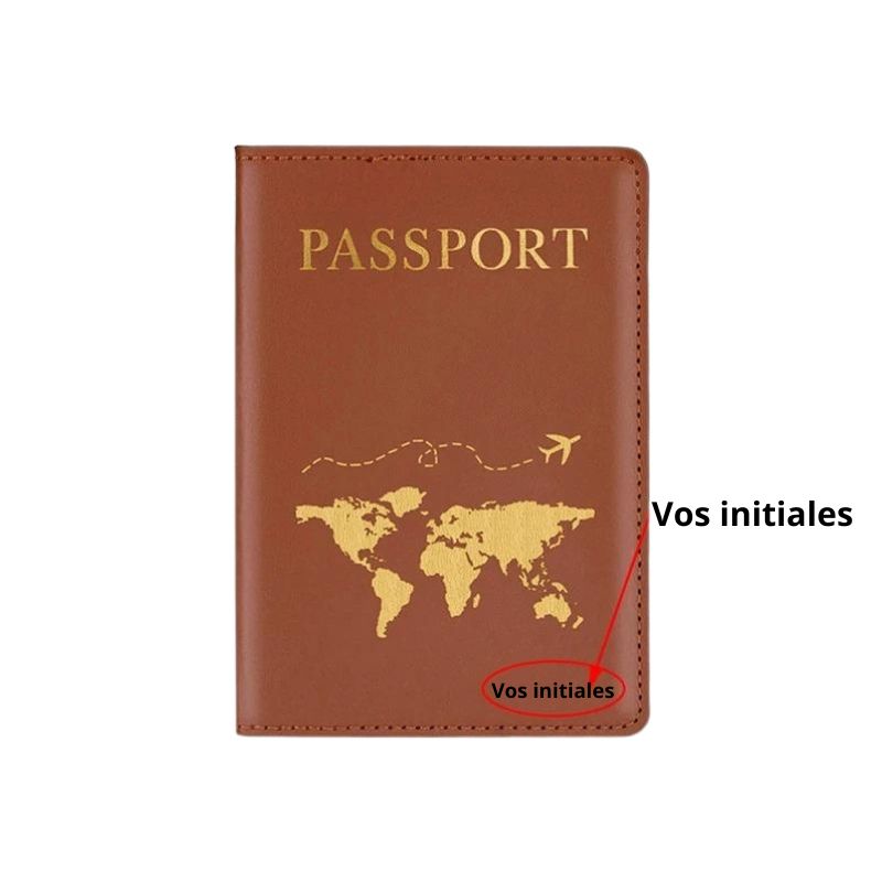 porte passeport personnalisé cuir - Marron
