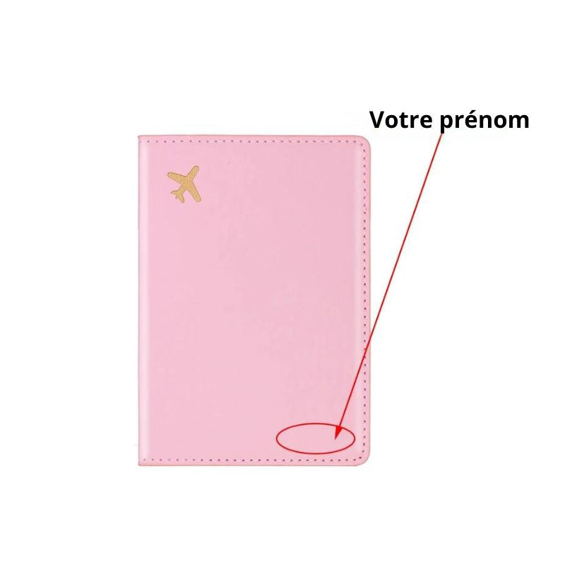 étui passeport personnalisé prénom - Rose