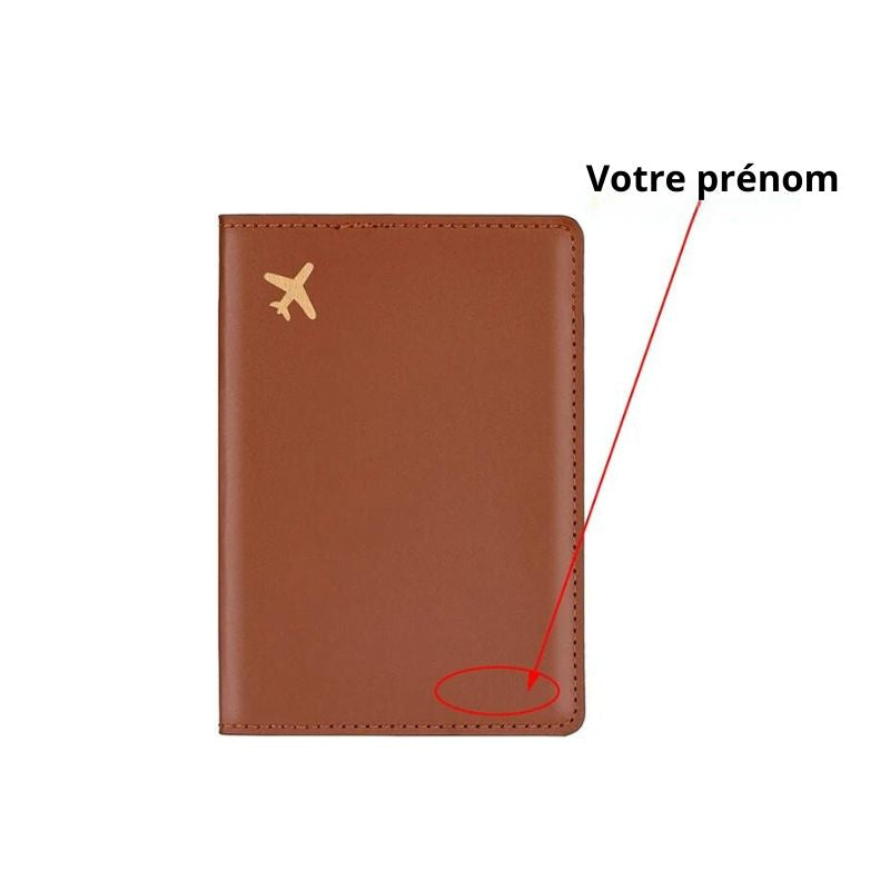 protège passeport personnalisé cuir - Marron