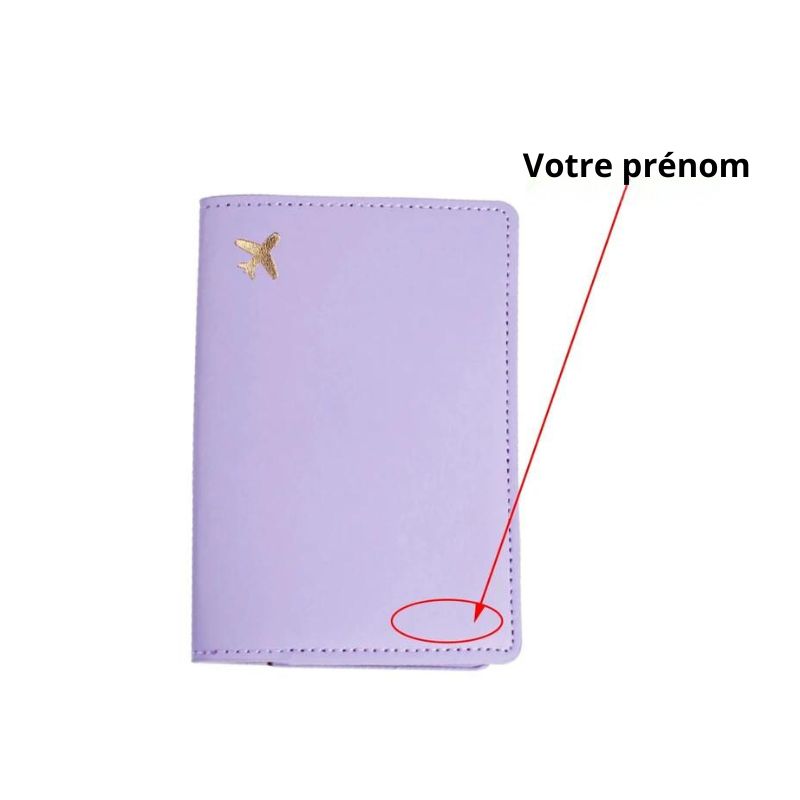 porte passeport personnalisé cuir - Lavande