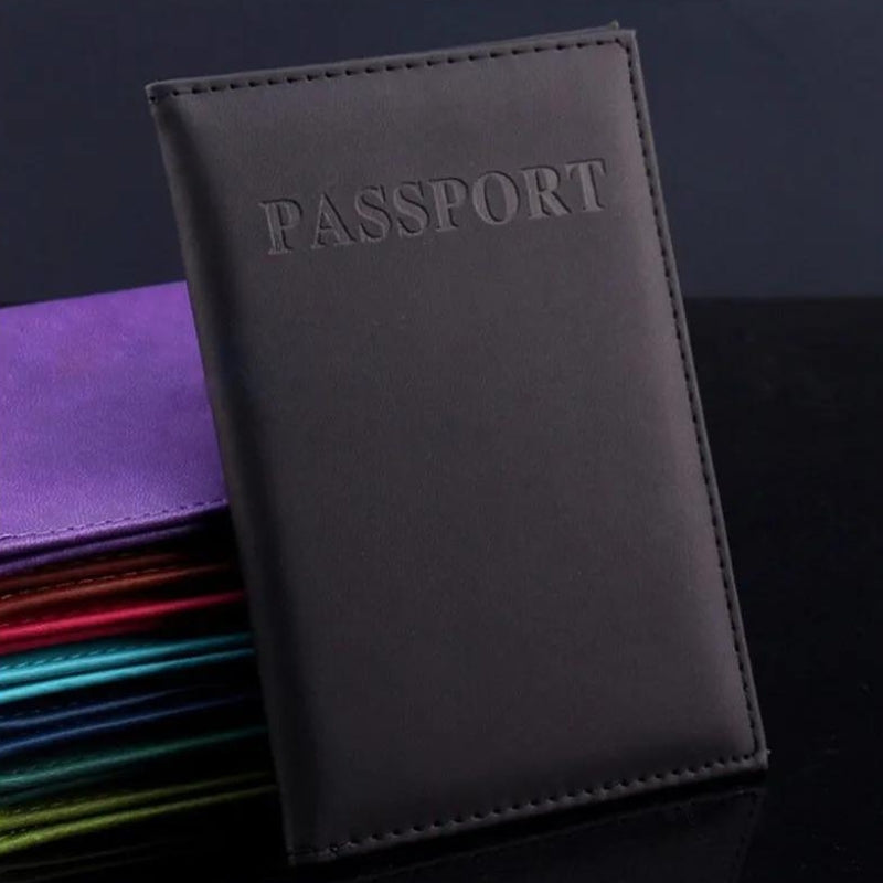 protège passeport étui - Marron - Rouge - Violet - Vert Clair - Noir - Bleu Ciel - Vert Foncé - Rose - Orange - Bleu Marine