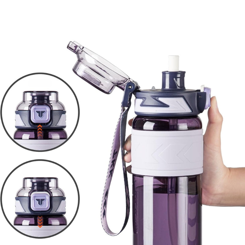 bouteille avec paille intégrée - Noir - Vert - Violet - Rose - Blanc
