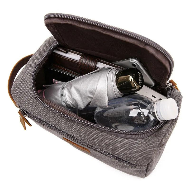 trousse de toilette grande taille - Bleu - Noir - Gris - Marron
