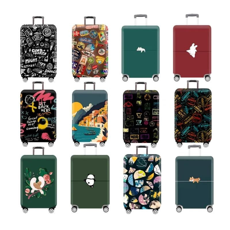 housse de protection valises - Vert Motif Panda - Vert Motif Petit Chat - Vert Motif Oiseau - Rouge Motif Lapin - Rouge Motif Petit Chat - Bleu Motif Ville - Bleu Motif Demi-Cercle - Bleu Motif Chien - Noir Motif Tigre - Noir Motif Tampon Voyage - Noir Motif Trace de Voyage - Noir Motif Graffitis - Noir Motif Boom Party - Marron Motif Stickers Voyage