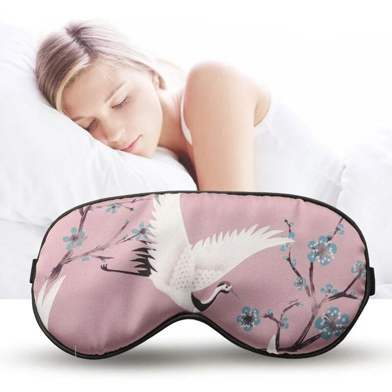 masque de sommeil soie femme - Bleu - Rose