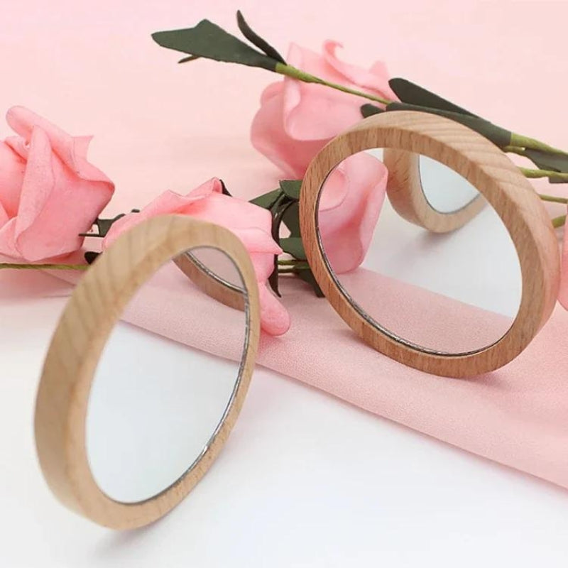 miroir de poche ancien vintage - Bois