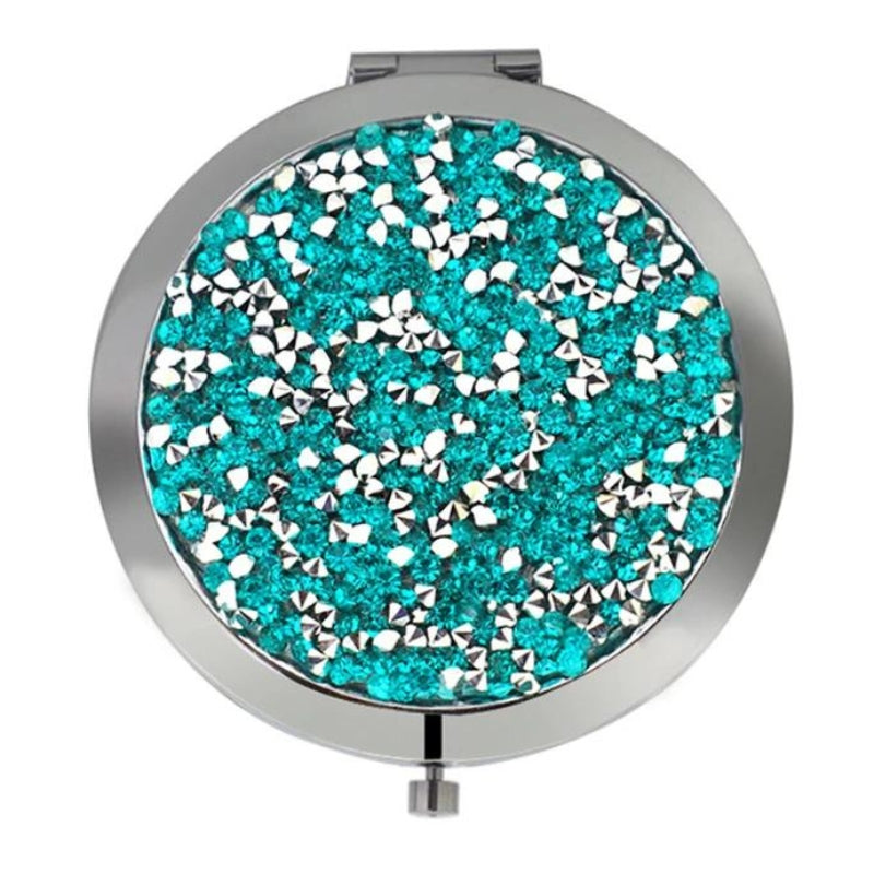 miroir de femme luxe - Argent avec des Strass Vert