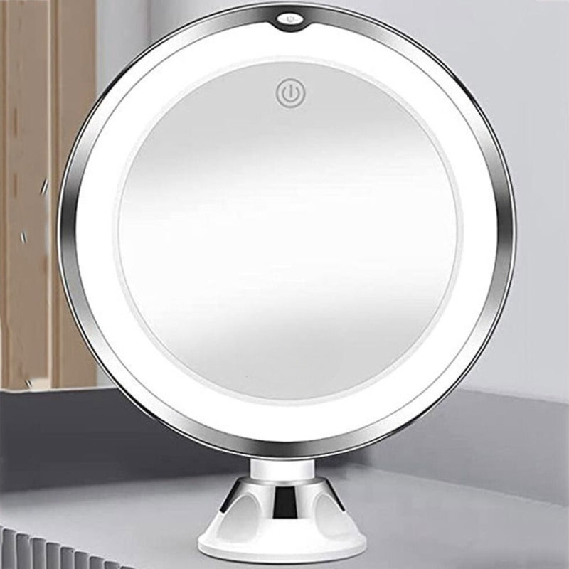 miroir grossissant lumineux a ventouse - Blanc