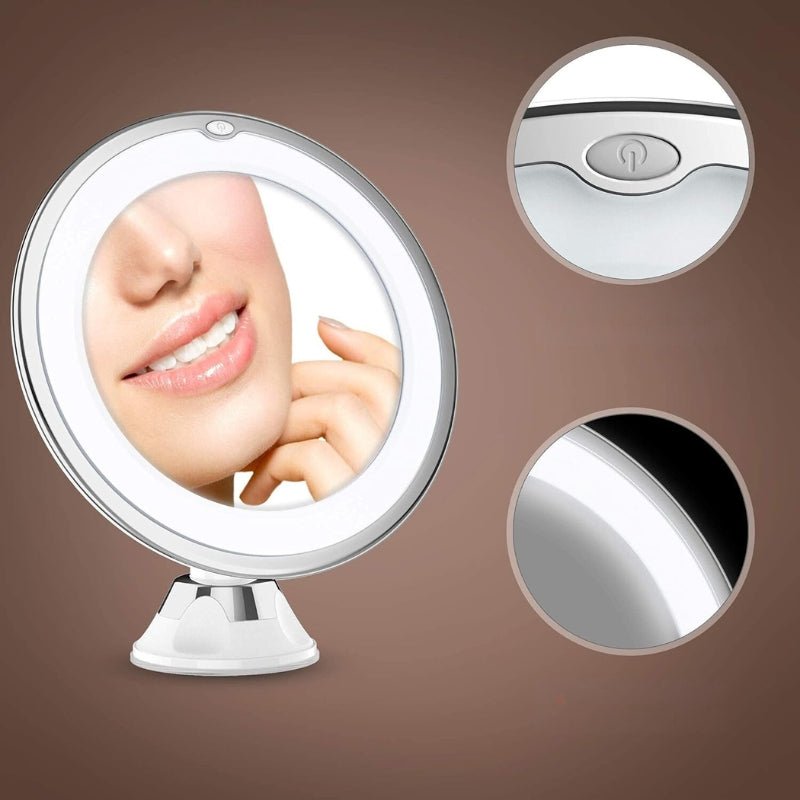 miroir grossissant lumineux de voyage - Blanc