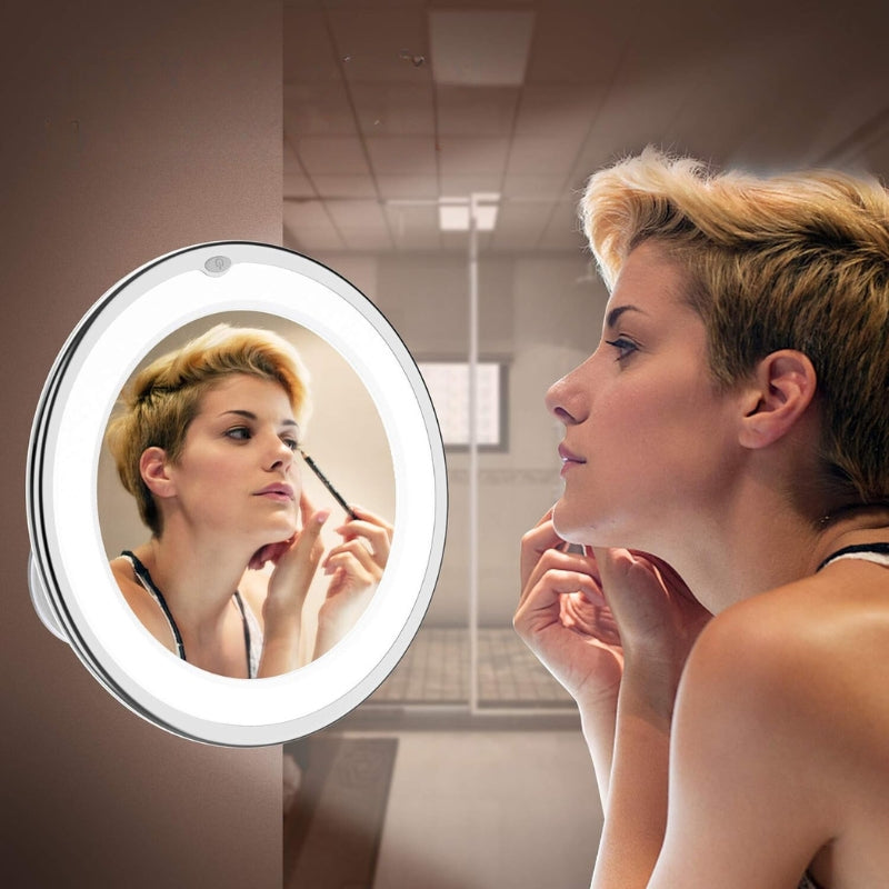 miroir grossissant lumineux avec ventouse - Blanc