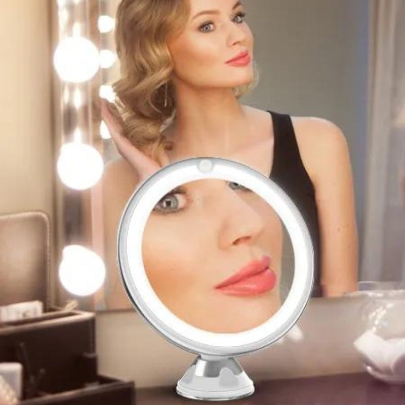 miroir grossissant lumineux ventouse - Blanc
