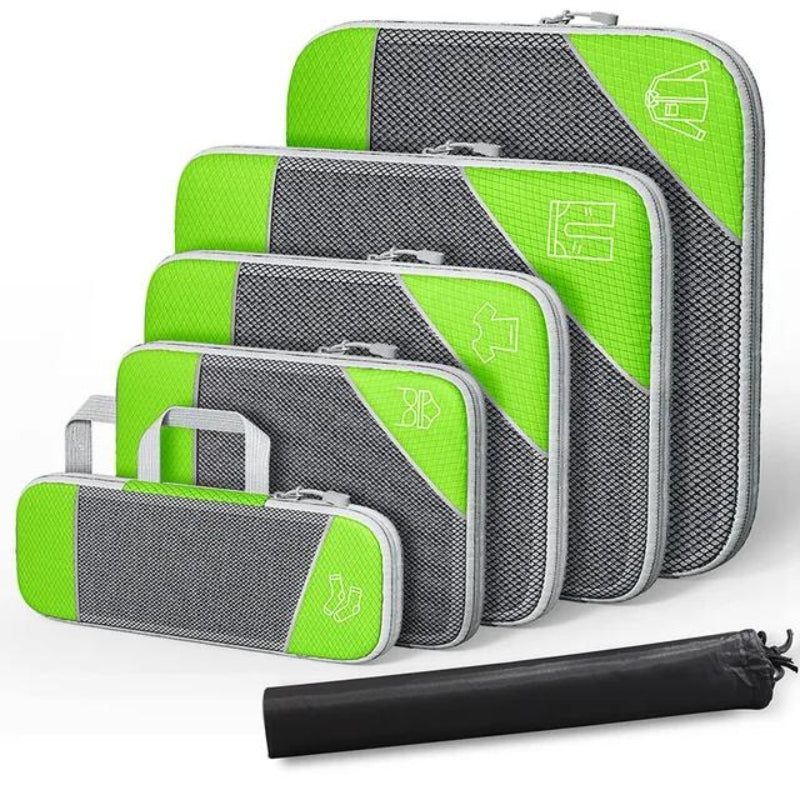 Organisateur De Valise Compressible - Vert - Six Pièces