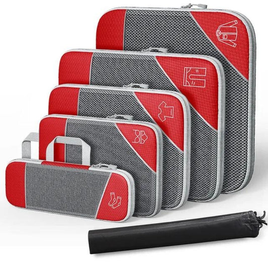 Organisateur De Valise Compressible - Rouge - Six Pièces 