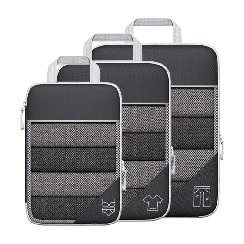 Organisateur De Valise Compressible - Noir - Trois Pièces