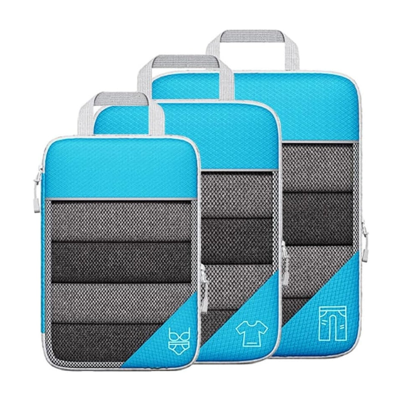 Organisateur De Valise Compressible - Bleu - Trois Pièces