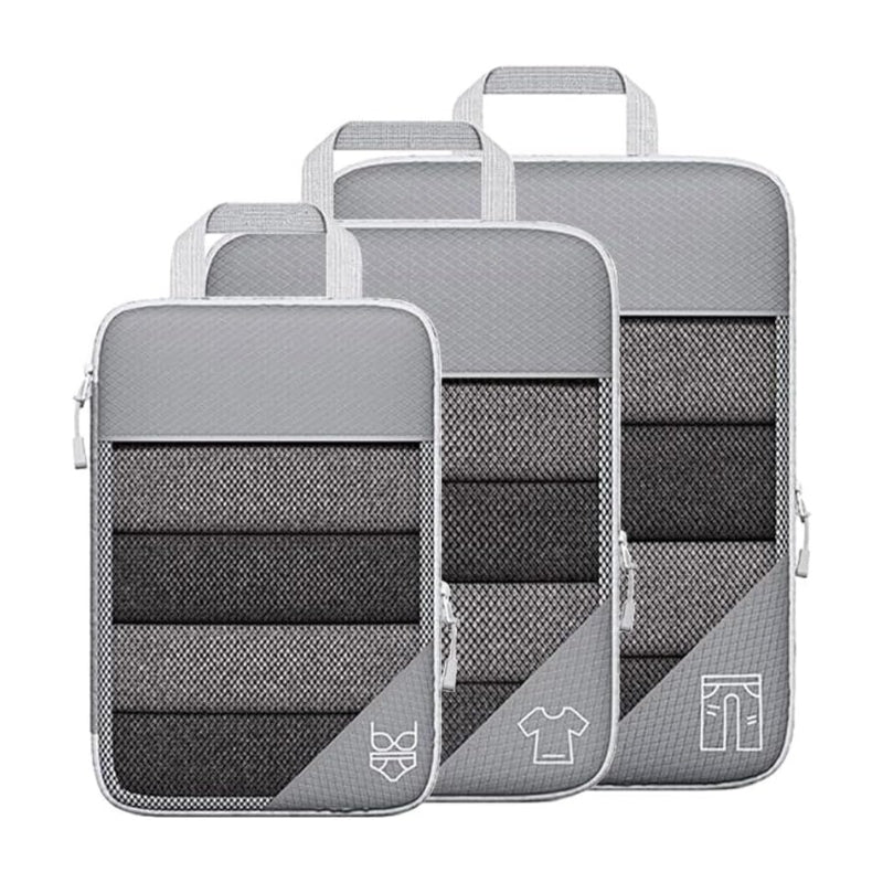 Organisateur De Valise Compressible - Gris - Trois Pièces
