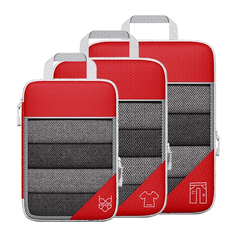 Organisateur De Valise Compressible - Rouge - Trois Pièces