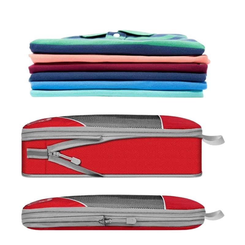 Organisateur De Valise Compressible deux compartiments ouverts - Noir - Bleu - Rouge - Vert - Gris