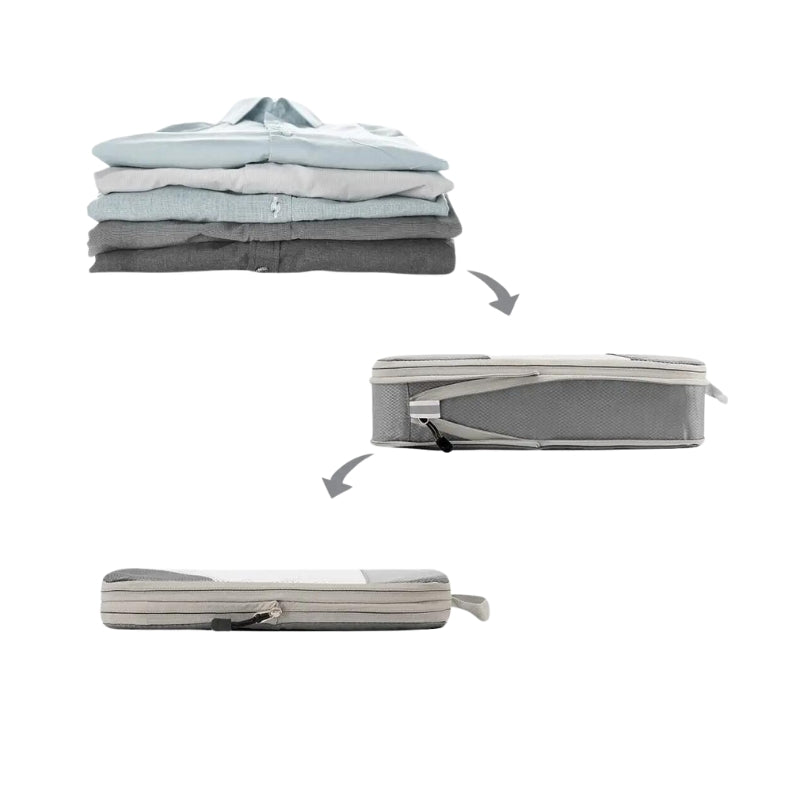 Organisateur De Valise Compressible cinq vêtements pliés - Noir - Bleu - Rouge - Vert - Gris