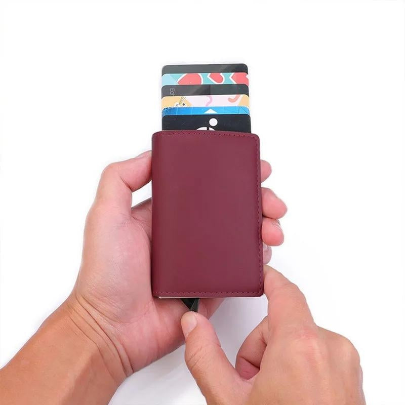 porte carte rfid cuir homme - Noir Texturé - Noir - Marron Clair - Marron Foncé - Marron Foncé Texturé - Orange - Rose