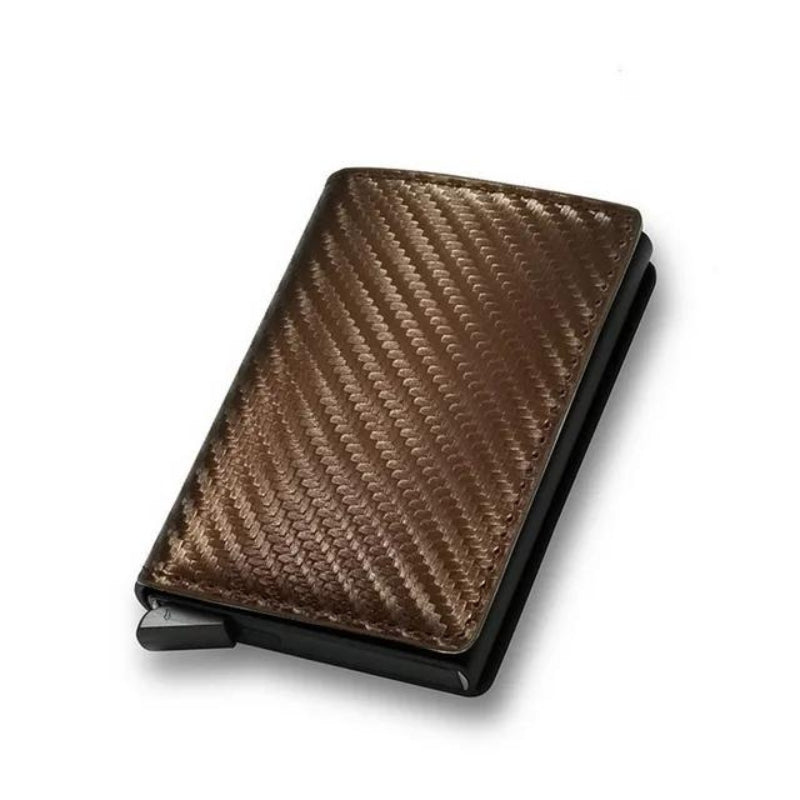 étui anti rfid carte bancaire - Marron Foncé Texturé
