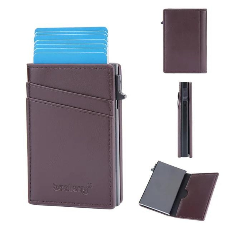 porte carte bancaire cuir homme - Marron Foncé - Simple