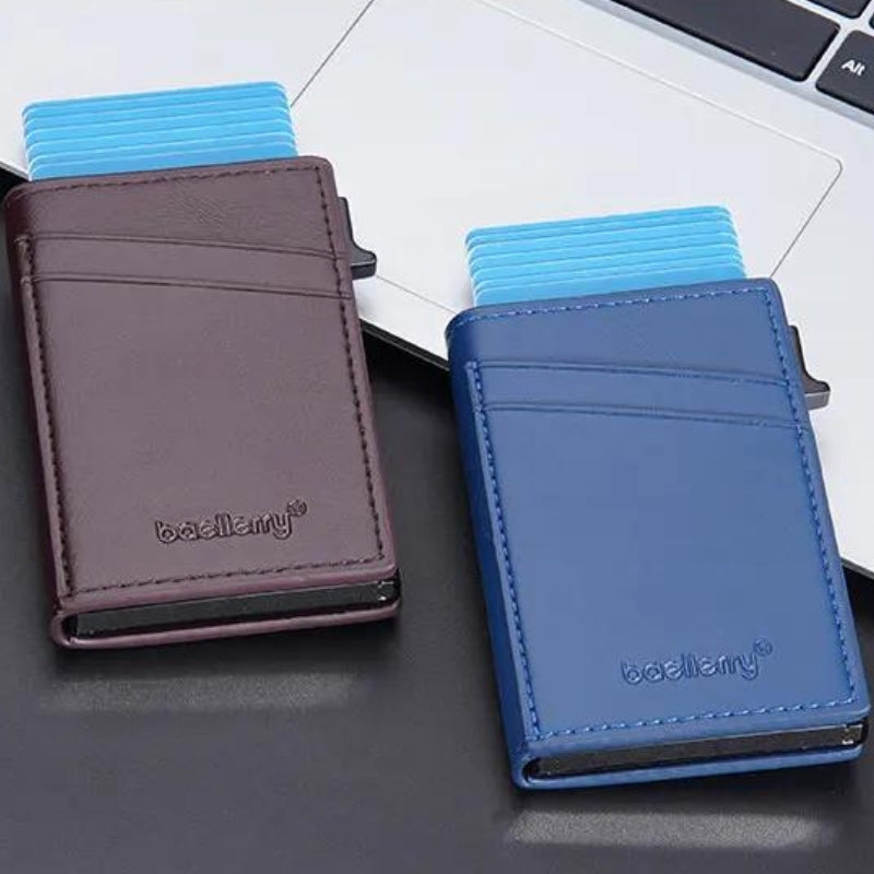 porte carte credit cuir homme - Noir - Bleu - Marron Clair - Marron Foncé - Gris