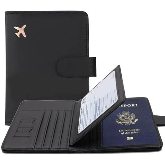 portefeuille de voyage etui a passeport - Noir
