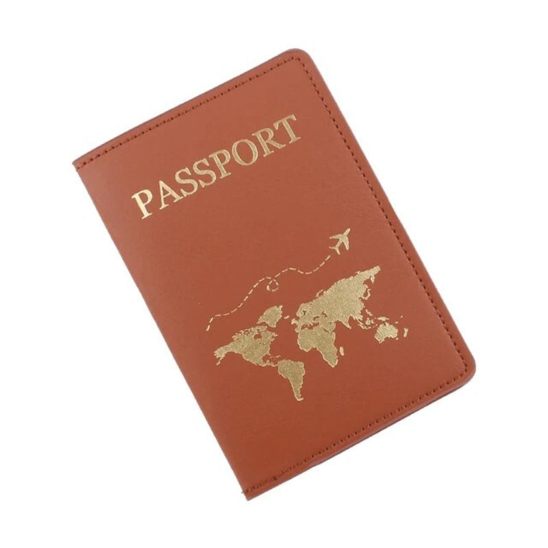 protection passeport voyage - Marron