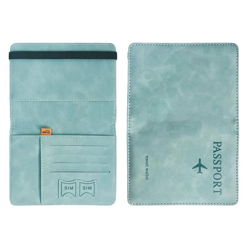 etui passeport en cuir - Noir - Gris - Bleu - Bleu Ciel - Rouge - Rose - Vert - Marron