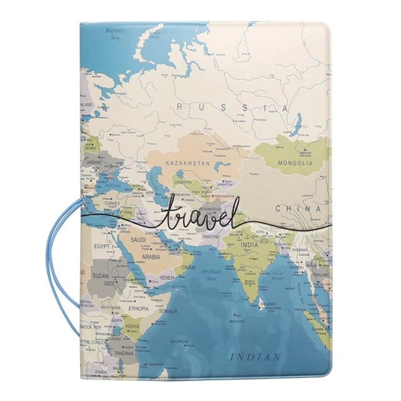 protege de passeport - Map Monde Couleur Bleu