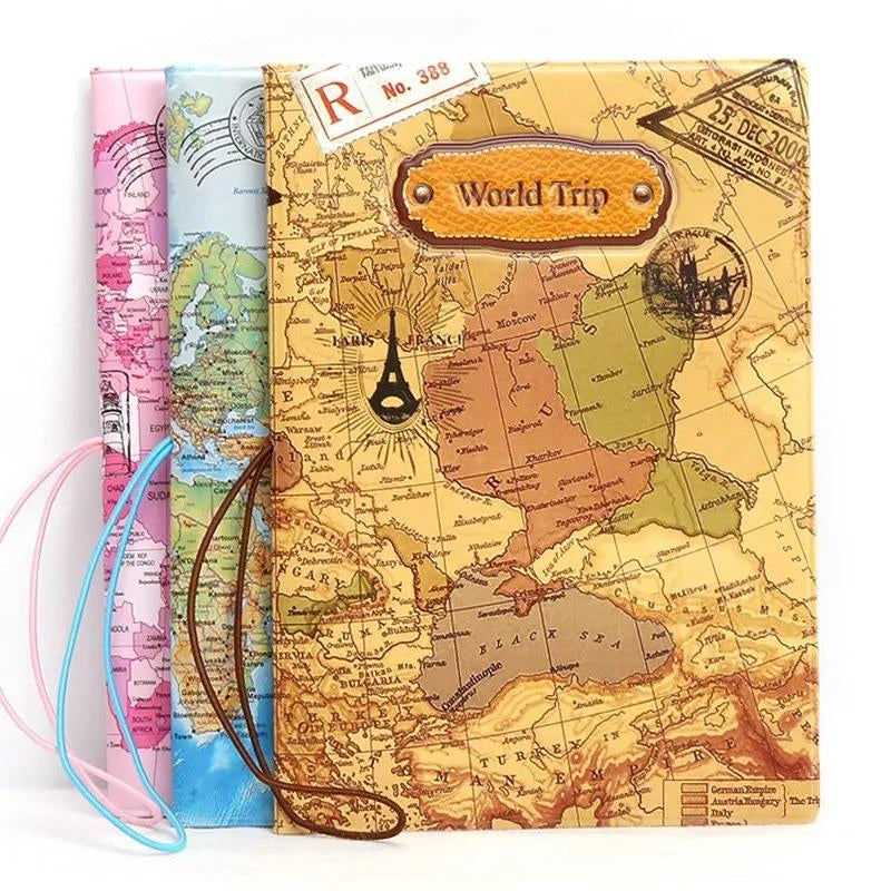 protège passeport - Map Monde Couleur Marron - Map Monde Couleur Marron Foncé - Map Monde Couleur Bleu Ciel - Map Monde Couleur Bleu Clair - Map Monde Couleur Bleu - Map Monde Couleur Rose