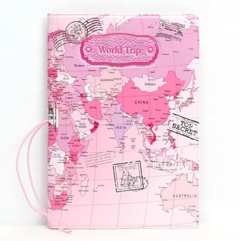 protege passeport de marque - Map Monde Couleur Rose
