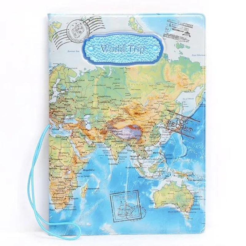 protege passeport avion - Map Monde Couleur Bleu Ciel