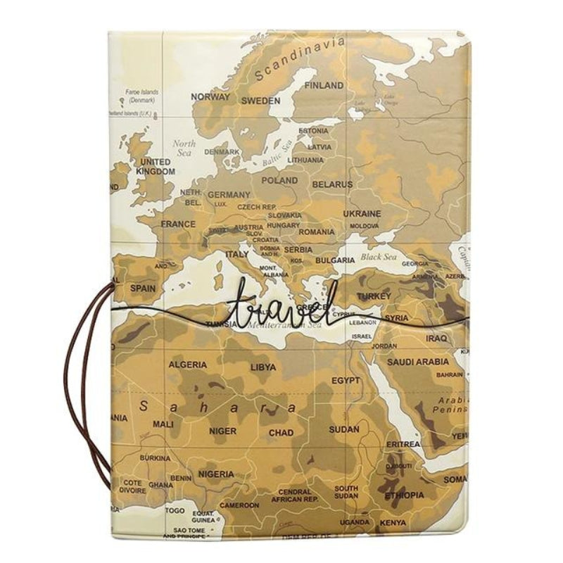 protège passeport carte du monde - Map Monde Couleur Marron