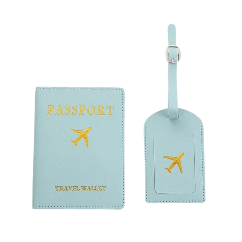 protège passeport cuir homme - Bleu Ciel