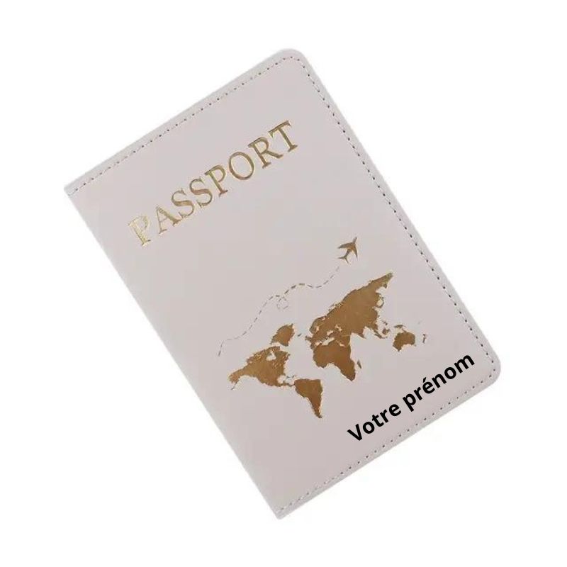 protège passeport luxe - Motif Map Monde - Modèle 3